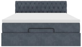 vidaXL Οθωμανικό κρεβάτι με στρώμα & LEDs Σκούρο γκρι 140x200cm Velvet