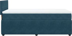 vidaXL Κρεβάτι Boxspring με Στρώμα Μπλε 80 x 200 εκ. Βελούδινο