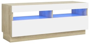 vidaXL Έπιπλο Τηλεόρασης με Φωτισμό LED Λευκό/Sonoma Δρυς 100x35x40εκ.