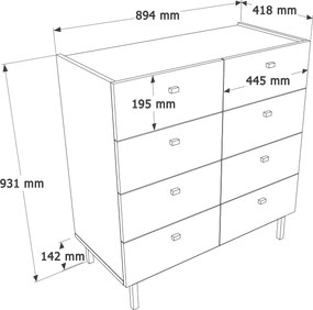 Συρταριέρα Λευκό FLUBEPA 89.4x41.8x93.1