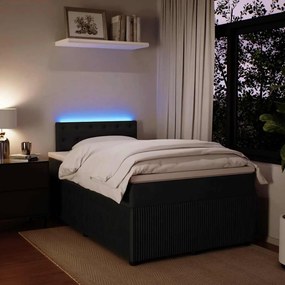 vidaXL Κρεβάτι Boxspring με Στρώμα Μαύρο 120x190 εκ. Βελούδινο