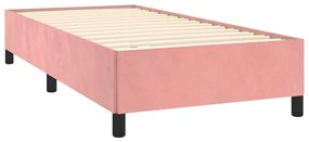 vidaXL Κρεβάτι Boxspring με Στρώμα Ροζ 90x200 εκ. Βελούδινο