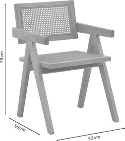 Πολυθρόνα Winslow pakoworld φυσικό rubberwood 52x59x79εκ