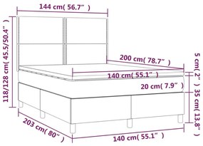 Κρεβάτι Boxspring με Στρώμα &amp; LED Αν.Γκρι 140x200εκ. Υφασμάτινο - Γκρι