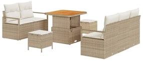 vidaXL Σετ Καναπέ Κήπου με μαξιλάρι 8 pcs Μπεζ Πολυ ράταν