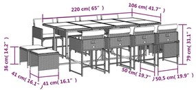 Τραπεζαρία Κήπου 13 Τεμαχίων Γκρι Συνθετικό Ρατάν με Μαξιλάρια - Γκρι