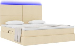 vidaXL LED Κρεβάτι αποθήκευσης με στρώμα Κρέμ 160 x 200 cm Ύφασμα