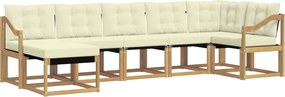 vidaXL Σειρά Καναπέ Εξωτερικού με μαξιλάρι 7 pcs Λευκό και Κρεμ