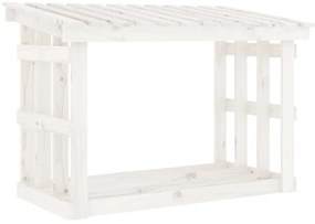 vidaXL Ραφιέρα Καυσόξυλων Λευκό 108x64,5x77 εκ. από Μασίφ Ξύλο Πεύκου