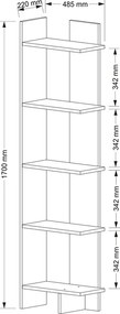Βιβλιοθήκη Perla Megapap χρώμα λευκό 48x22x170εκ.