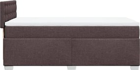 vidaXL Κρεβάτι Boxspring με Στρώμα Σκούρο Καφέ 90x200 εκ. Υφασμάτινο