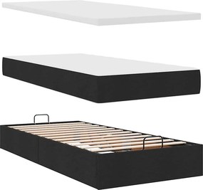 vidaXL Οθωμανικό Κρεβάτι με Στρώματα Μαύρο 200x200cm Ύφασμα