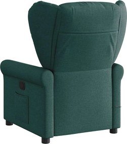vidaXL Πολυθρόνα Μασάζ Ανακλινόμενη Σκούρο Πράσινο Υφασμάτινη