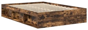 vidaXL Πλαίσιο Κρεβατιού Καπνιστή Δρυς 135x190 εκ. Double