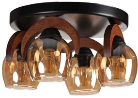 Φωτιστικό Οροφής - Πλαφονιέρα 534LUN5927 Φ30x21cm 4xE27 40W Black-Honey Opviq