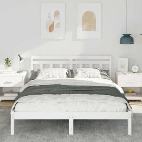 vidaXL Σκελετός Κρεβατιού Λευκό 150 x 200 cm Στερεά ξυλεία πεύκου