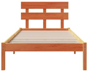 vidaXL Κρεβάτι με Κεφαλάρι Κερωμένο Καφέ 75x190 εκ. Μασίφ Ξύλο Πεύκου