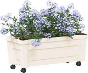 vidaXL Γλάστρα Calypso με Ρόδες Λευκό 79 x 35 x 33 εκ PP
