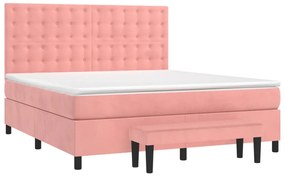 vidaXL Κρεβάτι Boxspring με Στρώμα Ροζ 180x200 εκ. Βελούδινο