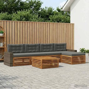 vidaXL Σειρά Καναπέ Εξωτερικού 6 pcs Φυσικό και Ανθρακί