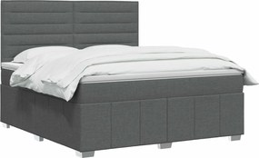vidaXL Κρεβάτι box spring με στρώμα Σκούρο Γκρι 140 x 190 cm Ύφασμα