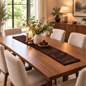 ΔΙΑΚΌΣΜΗΣΗ &amp; DECO ΣΕ ΕΟΡΤΑΣΤΙΚΌ ΠΝΕΎΜΑ TABLE RUNNER FAUX FUR POLYESTER BROWN (W/H/D) 160X