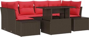 vidaXL Σετ Καναπέ 7 τμχ. 6-Αριθμός καθισμάτων Καφέ και Κόκκινο