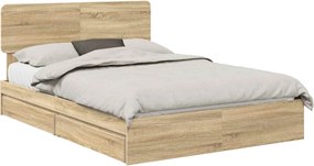 vidaXL Κρεβάτι Αποθήκης Δρύς Sonoma 140 x 190 cm Επεξεργασμένο ξύλο