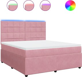 vidaXL Κρεβάτι Boxspring με Στρώμα Ροζ 180x200 εκ. Βελούδινο