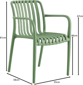 MODA Πολυθρόνα Στοιβαζόμενη PP - UV Protection Απόχρωση Πράσινο   1τμχ