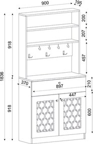 Έπιπλο κουζίνας Axel Megapap χρώμα λευκό 90x37x183,6εκ.