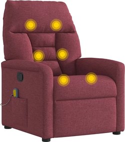 vidaXL Πολυθρόνα Μασάζ Ανακλινόμενη Μπορντό Υφασμάτινη