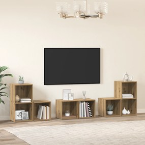 vidaXL με ράφι με αποθήκευση 6 pcs Artisan Oak Επεξεργασμένο ξύλο
