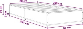 vidaXL Σκελετός Κρεβατιού Artisan Δρυς 80 x 200 cm Επεξεργασμένο Ξύλο