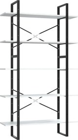 vidaXL Βιβλιοθήκη με 5 Ράφια Λευκή 100 x 30 x 175 εκ. από Επεξ. Ξύλο