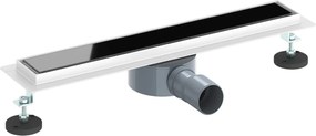 vidaXL Αποχέτευση Ντους με Γυάλινη Κάλυψη και 360° Σιφώνι Μαύρο 50 cm