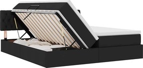 vidaXL Κρεβάτι Αποθήκης με στρώμα Μαύρο 200 x 200 cm Τεχνητό Δέρμα