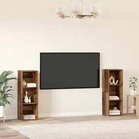 vidaXL Σετ επίπλου τηλεόρασης 2 pcs Παλαιό ξύλο 107 x 35 x 37 cm