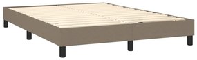 vidaXL Κρεβάτι Boxspring με Στρώμα &amp; LED Taupe 140x190 εκ. Υφασμάτινο