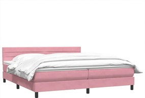 vidaXL Κρεβάτι Boxspring με Στρώμα Ροζ 180x210 εκ. Βελούδινο
