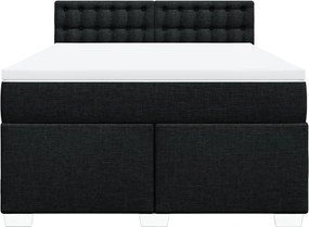 vidaXL Κρεβάτι Boxspring με Στρώμα Μαύρο 140x190 εκ. Υφασμάτινο