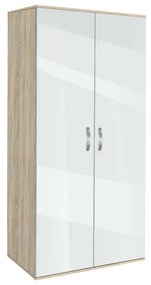 Ντουλάπα Δίφυλλη AVA 2 Σόνομα/Λευκό γυαλιστερό,, 78x185x50εκ. Genomax Genom1219921852