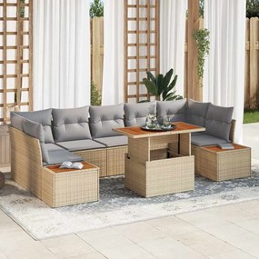 vidaXL Σετ Καναπέ Κήπου με αποθήκευση 8 pcs Μπεζ Πολυ ράταν