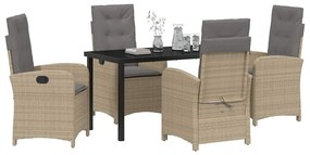 vidaXL Σέτ φαγητού για κήπο 5 pcs Μπεζ συνθετικό ρατάν