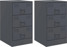 vidaXL Κομοδίνα 2 τεμ. Ανθρακί 34,5x39x62 εκ. από Χάλυβα