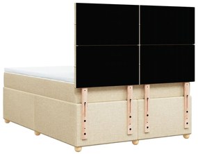 Κρεβάτι Boxspring με Στρώμα Κρεμ 140x200 εκ. Υφασμάτινο - Κρεμ