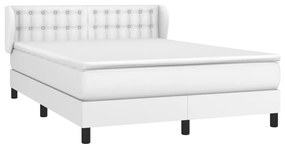 vidaXL Κρεβάτι Boxspring με Στρώμα Λευκό 140x200εκ.από Συνθετικό Δέρμα