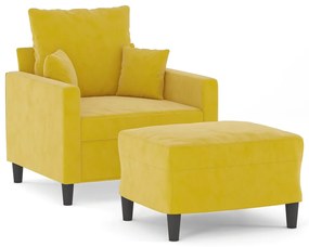 vidaXL Πολυθρόνα Κίτρινη 60 εκ. Βελούδινη με Υποπόδιο