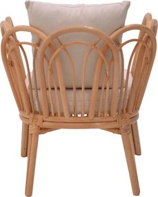 Πολυθρόνα Tania pakoworld φυσικό rattan-λευκό μαξιλάρι 76x76x76εκ