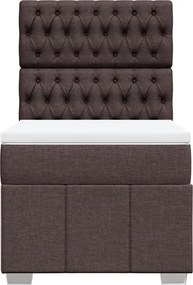 vidaXL Κρεβάτι Boxspring με Στρώμα Σκούρο Καφέ 100x200 εκ. Υφασμάτινο